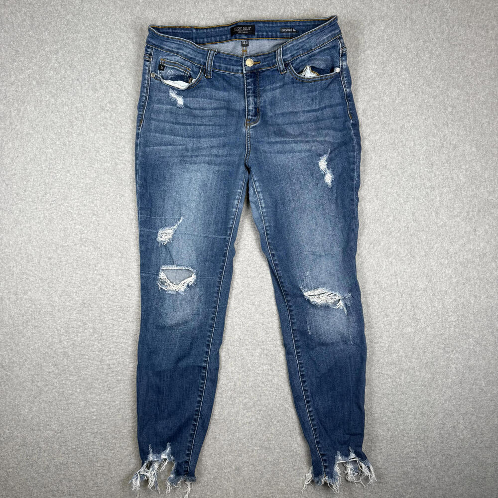 Judy Blue Jeans Women's Juniors Size 13/31 Distressed Cropped Fit Jeans